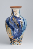Hand made and painted ceramic vase, 50 cm., high , 2025,, A.i.r. Fundacao Obras, Portugal, Photo Peter Cox
