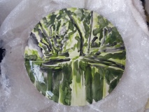 "Sunlit - lighted by the sun", painted ceramic, 35 x 35 cm., 2021