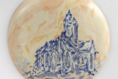 "Kerkje St. Remy de Provence", painted ceramic, 40 x 40 cm., 2022