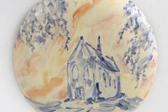 "Van Gogh kerkje", painted ceramic, 40 x 40 cm., 2022, Collectie Van GoghHuis, Zundert