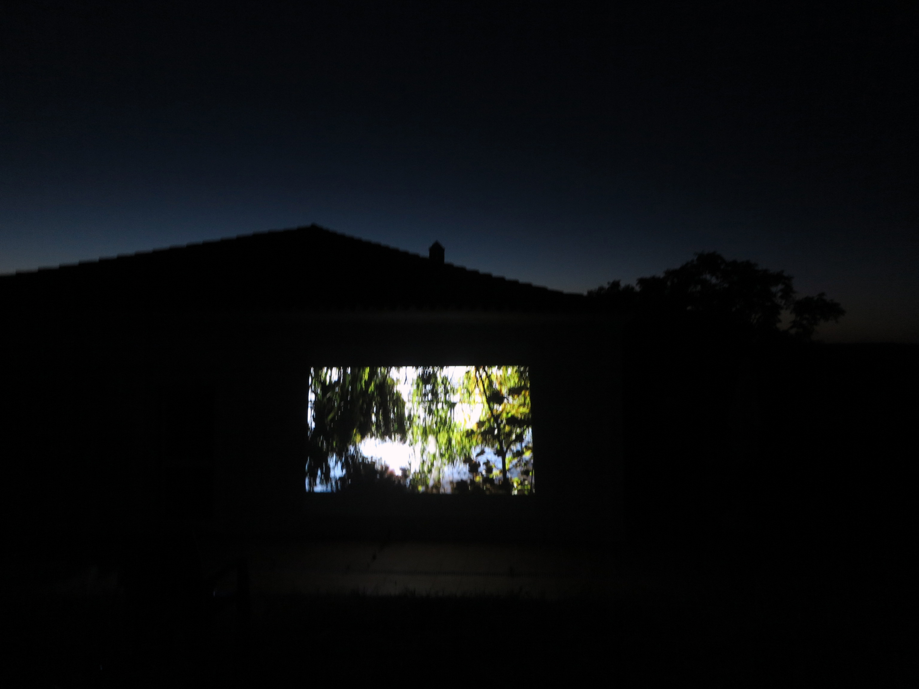 Outside viewing on large scale of my short film "Black Water (Berlin)", Fundacao Obras, Portugal (2016)