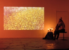 Interactive performance "O bater do coracao" in cooperation with Beate Schnaitmann (cellist), short film/music, Fundacao Obras, Portugal (2017)