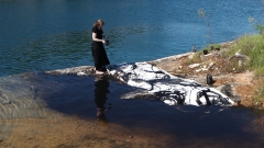 Filmstill performance "Réquiem em Turcquesa" (Bencatel), during the residency at Fundacao Obras, Évora Monte, Alentejo, Portugal , April 27th, 2025. Film and edit by  by Pedro Barral (PT)