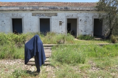 Living sculpture installation with my one minute film "Morte do Sol", especially made for the project "Teatro de Passagem" by Bart Drost at the abondend railwaystation of Evoramonte, Portugal (2016)