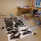 Indian ink on paper, 2,5 meter x 1,25 cm., AiR KH Messen, Hardangerfjord, Norway, summer of 2023