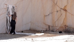 Filmstill, 5 meter x 1,25 m, ink on paper (performance), 2023, A.i.R. Fundacao OBRAS, Portugal, Photo Pedro Barral