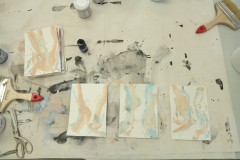 Z.t., a 21 x 14,8 cm., acrylic paint on paper, during the residency at Arteventura, Corteconcepcion, Anadalusia Spain , June 19th, 2025.