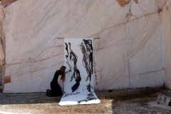 Filmstill, 5 meter x 1,25 m, ink on paper (performance), 2023, A.i.R. Fundacao OBRAS, Portugal, Photo Pedro Barral